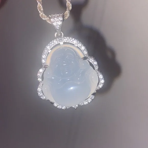 white jade silver buddha pendant - Picture 2 of 3
